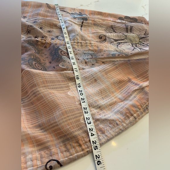 Vintage 90’s Dress Strapless Abstract Floral Beige With Pull-string Hem Size Med - Picture 4 of 10